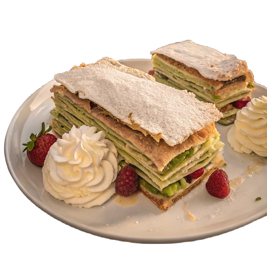 Millefeuille Pistache Auberge de Marchissy Menu ete